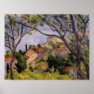 Paul Cezanne-L'Estaque. Uitzicht door de bomen Poster