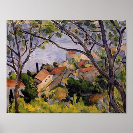 Paul Cezanne-L'Estaque. Uitzicht door de bomen Poster (Voorkant)