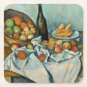 Paul Cezanne Mand met Appels Vintage Stilleven Vierkante Kartonnen Onderzetter