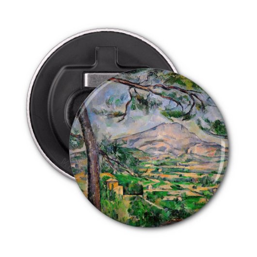 Paul Cezanne - Mont Sainte-Victoire en Large Pine Button Flesopener (Voorkant)