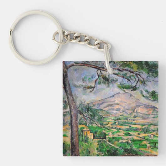 Paul Cezanne - Mont Sainte-Victoire en Large Pine Sleutelhanger (Voorkant)
