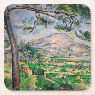 Paul Cezanne - Mont Sainte-Victoire en Large Pine Vierkante Kartonnen Onderzetter