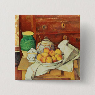 Paul Cezanne   Nog steeds leven met een borstkas, Vierkante Button 5,1 Cm