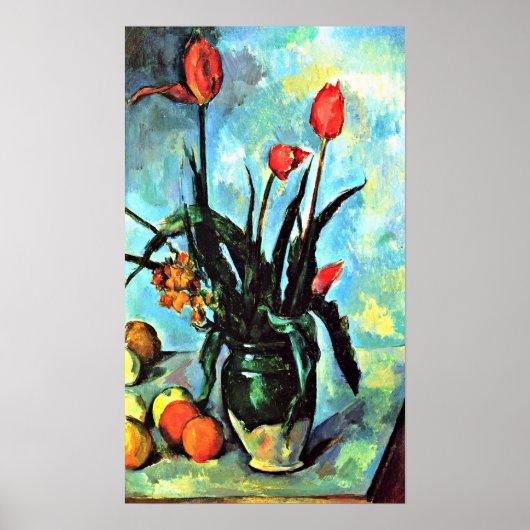 Paul Cezanne - Nog steeds leven vase met tulpen Poster (Voorkant)