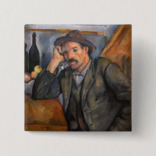Paul Cezanne - Smoker Vierkante Button 5,1 Cm (Voorkant)
