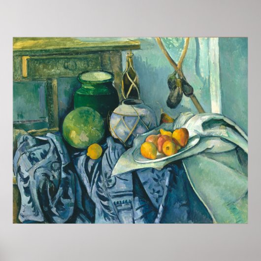 Paul Cezanne still Life Ginger Jar en Eggplant Poster (Voorkant)