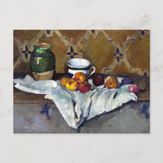 Paul Cezanne still Life with Jar, Cup en appels Briefkaart (Voorkant)