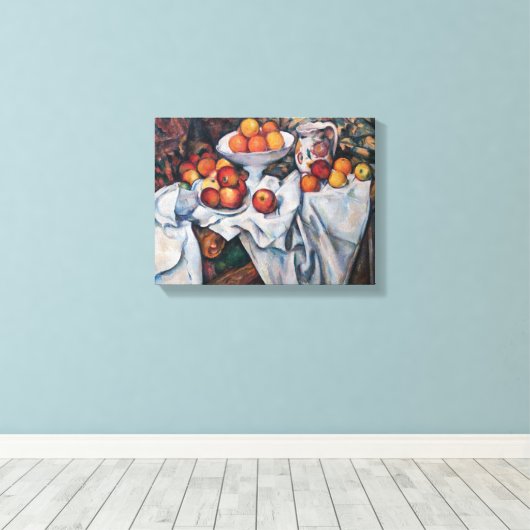 Paul Cezanne - Stilleven, Appelen en Sinaasappels Canvas Afdruk (Insitu (Houten vloer))