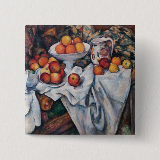 Paul Cezanne - Stilleven, Appelen en Sinaasappels Vierkante Button 5,1 Cm (Voorkant)