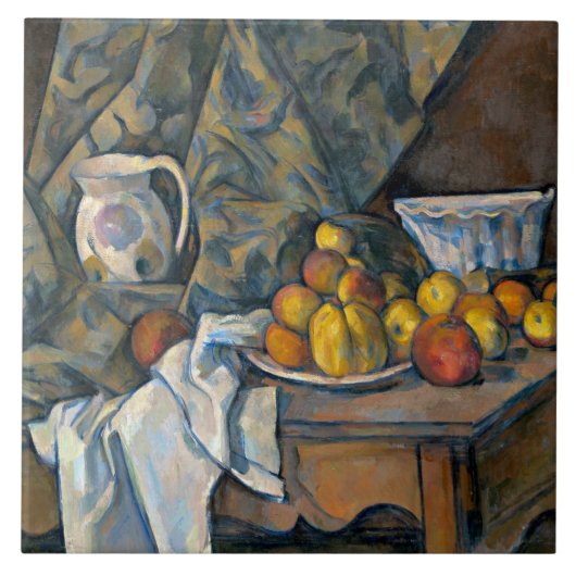 Paul Cezanne | Stilleven met appelen en perziken, Tegeltje (Voorkant)