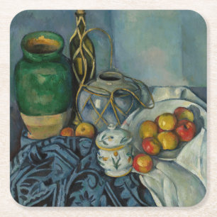 Paul Cezanne - Stilleven met appels Vierkante Kartonnen Onderzetter