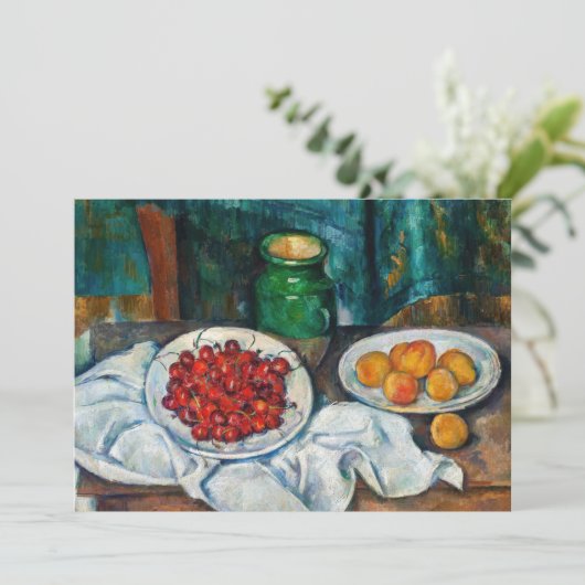 Paul Cezanne - Stilleven met Cherries en perachs Bedankkaart (Staand voorkant)