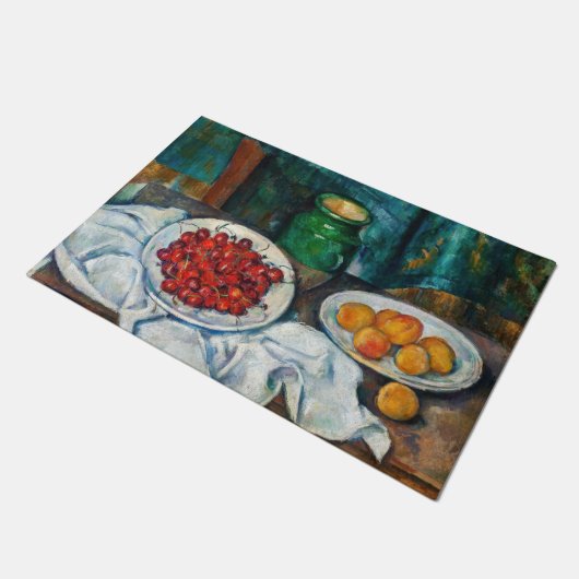 Paul Cezanne - Stilleven met Cherries en perachs Deurmat (Schuin)