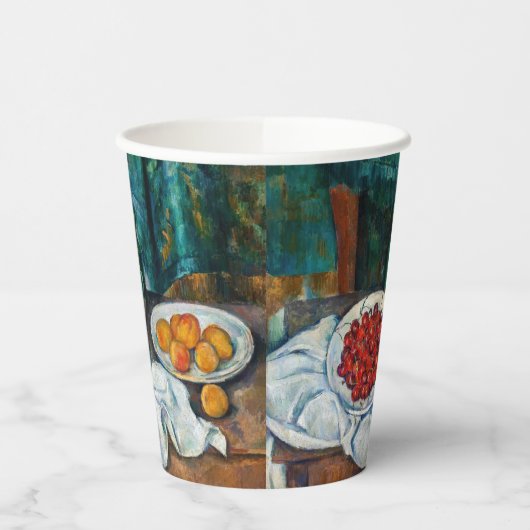 Paul Cezanne - Stilleven met Cherries en perachs Papieren Bekers (Links)