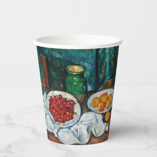 Paul Cezanne - Stilleven met Cherries en perachs Papieren Bekers (Voorkant)
