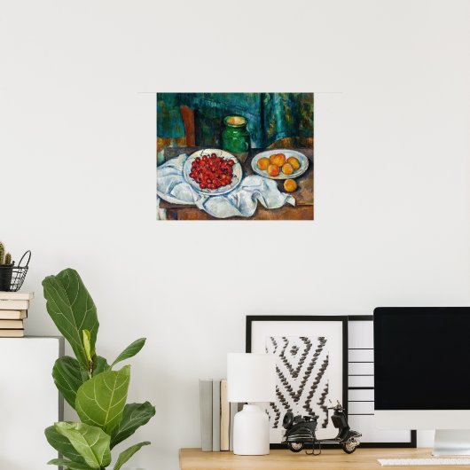 Paul Cezanne - Stilleven met Cherries en perachs Poster (Thuiskantoor)