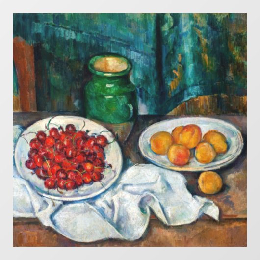 Paul Cezanne - Stilleven met Cherries en perachs Raamsticker (Vel)