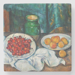 Paul Cezanne - Stilleven met Cherries en perachs Stenen Onderzetter
