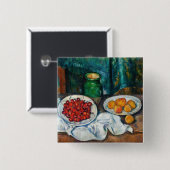 Paul Cezanne - Stilleven met Cherries en perachs Vierkante Button 5,1 Cm (Voorkant /achterkant)