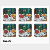 Paul Cezanne - Stilleven met Cherries en perachs Vierkante Sticker (Vel)