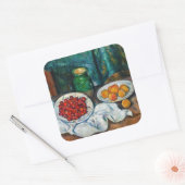 Paul Cezanne - Stilleven met Cherries en perachs Vierkante Sticker (Envelop)