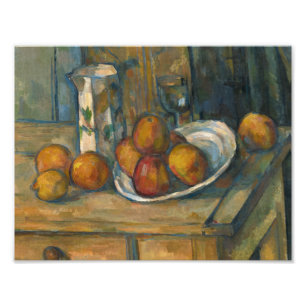 Paul Cezanne - Stilleven met Melk Jug en Fruit Foto Afdruk