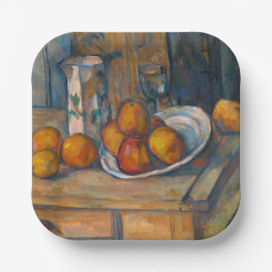 Paul Cezanne - Stilleven met melkkan en fruit Papieren Bordje