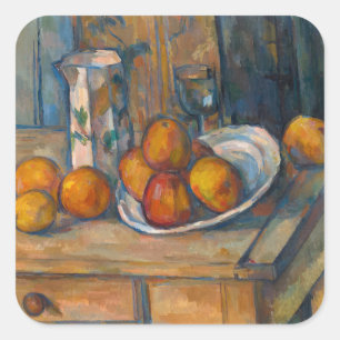 Paul Cezanne - Stilleven met Milk Jug en Fruits Vierkante Sticker