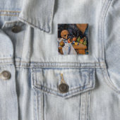 Paul Cezanne - Stilleven met schedel Vierkante Button 5,1 Cm (In situ)
