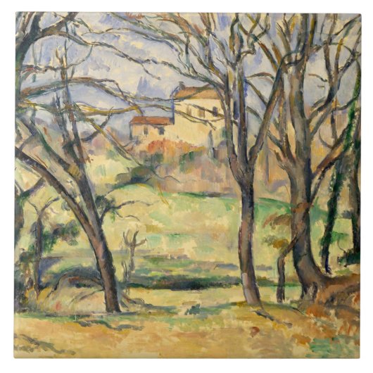 Paul Cezanne - Trees en Houses Tegeltje (Voorkant)