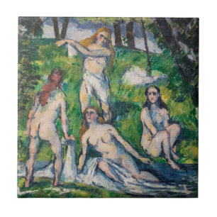 Paul Cezanne - Vier badenden Tegeltje