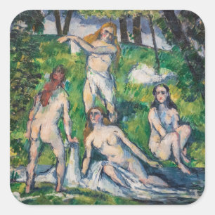 Paul Cezanne - Vier badenden Vierkante Sticker