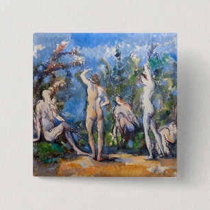 Paul Cezanne - Vijf baders Vierkante Button 5,1 Cm