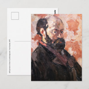 Paul Cezanne - Zelfportret met roze achtergrond Briefkaart