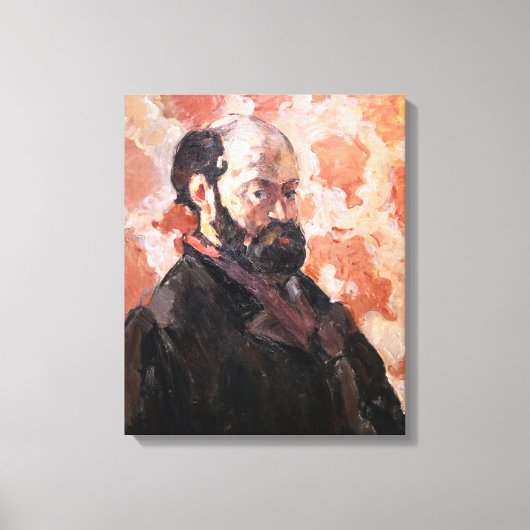 Paul Cezanne - Zelfportret met roze achtergrond Canvas Afdruk (Voorkant)