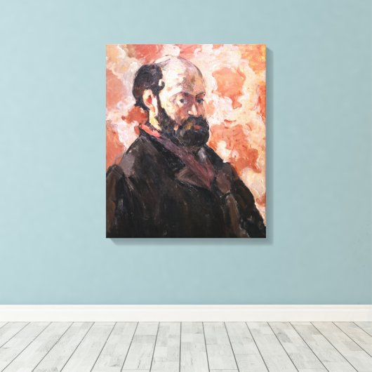 Paul Cezanne - Zelfportret met roze achtergrond Canvas Afdruk (Insitu (Houten vloer))