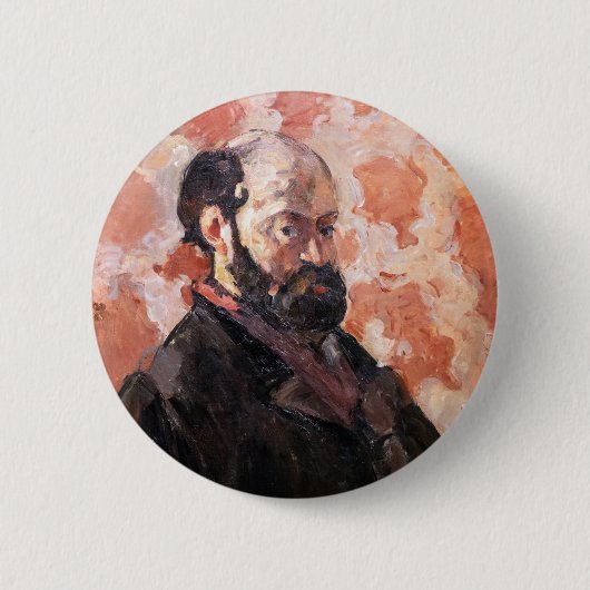 Paul Cezanne - Zelfportret met roze achtergrond Ronde Button 5,7 Cm (Voorkant)