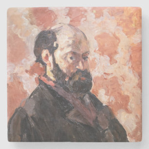 Paul Cezanne - Zelfportret met roze achtergrond Stenen Onderzetter