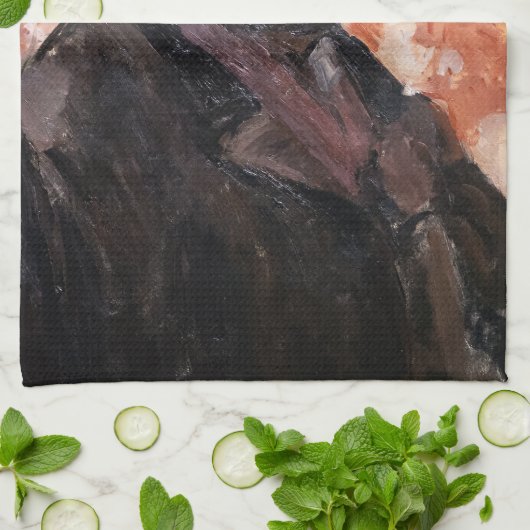 Paul Cezanne - Zelfportret met roze achtergrond Theedoek (Gevouwen)