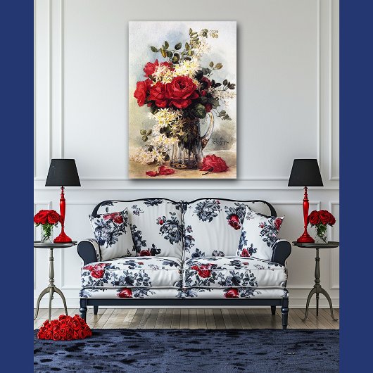 Paul-de-Longpre Red Roses Bouquet, verzetbaar Poster
