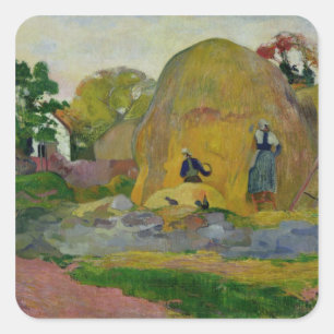 Paul Gauguin Gele Haystacks of Golden Harvest Vierkante Sticker