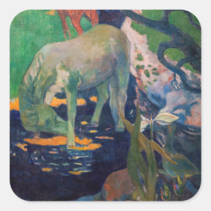 Paul Gauguin - Het witte paard Vierkante Sticker