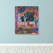 Paul Gauguin - Landschap met een Pig en een Paard Canvas Afdruk (Insitu (Houten vloer))