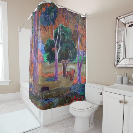 Paul Gauguin - Landschap met een Pig en een Paard Douchegordijn (In situ)