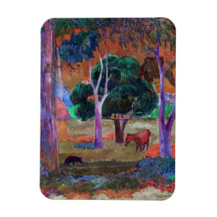Paul Gauguin - Landschap met een varken en een paa Magneet