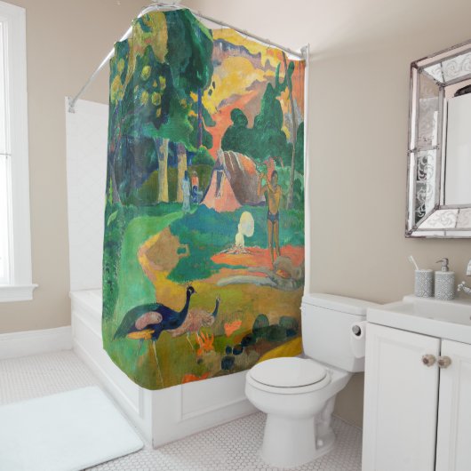 Paul Gauguin - Landschap met pauwen / Matamoe Douchegordijn (In situ)