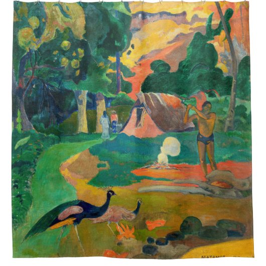 Paul Gauguin - Landschap met pauwen / Matamoe Douchegordijn (Voorkant)