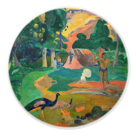 Paul Gauguin - Landschap met pauwen / Matamoe Keramische Knop (Voorkant)