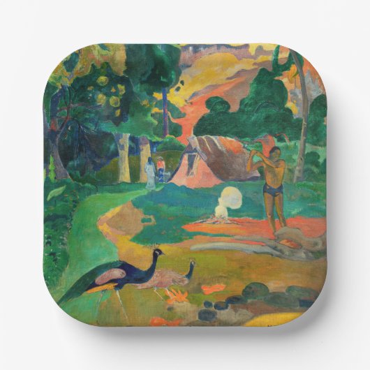 Paul Gauguin - Landschap met pauwen / Matamoe Papieren Bordje (Voorkant)