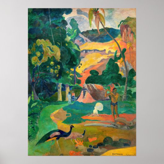 Paul Gauguin - Landschap met pauwen / Matamoe Poster (Voorkant)
